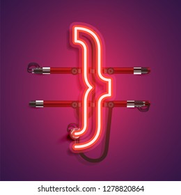 Realistic neon character with wires and console, vector illustration
