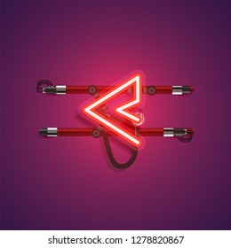 Realistic neon character with wires and console, vector illustration