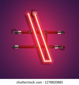 Realistic neon character with wires and console, vector illustration