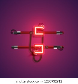 Realistic neon character with wires and console, vector illustration