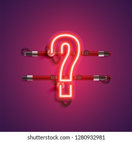 Realistic neon character with wires and console, vector illustration