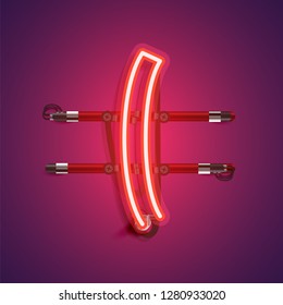 Realistic neon character with wires and console, vector illustration