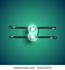 Realistic neon 'colon' character with plastic case around, vector illustration