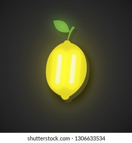 Realistic neon fruits, vector illustration