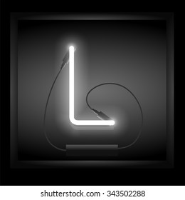 Realistic neon letter L vector illustration. Glowing font.