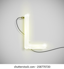 Realistic neon letter with wires, vector