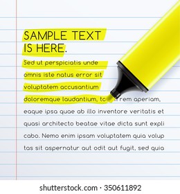 Realistic  Neon Markers Writing On The Notebook : Vector Illustration