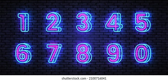 Realistic neon number for print design. Vector illustration. Realistic vector illustration. Electricity, shine. Retro neon number, great design for any purposes