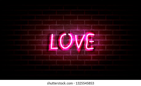 Realistic Neon Pink Light Sign Decoration Stock Vector (Royalty Free ...