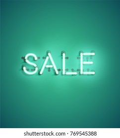 Realistic neon word with electric parts, vector illustration