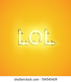 Realistic neon word with electric parts, vector illustration