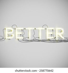 Realistic neon word with wires, vector