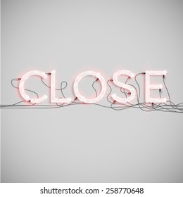 Realistic neon word with wires, vector