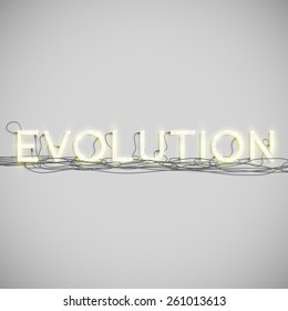 Realistic neon word with wires, vector