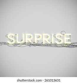 Realistic neon word with wires, vector