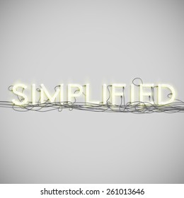Realistic neon word with wires, vector