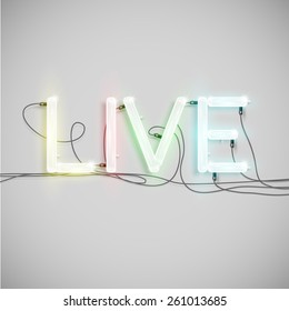 Realistic neon word with wires, vector