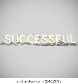 Realistic neon word with wires, vector