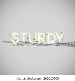 Realistic neon word with wires, vector