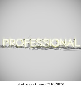 Realistic neon word with wires, vector