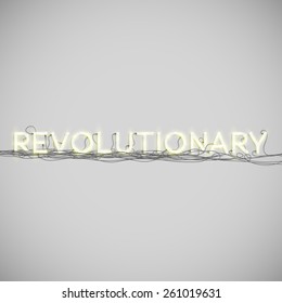 Realistic neon word with wires, vector