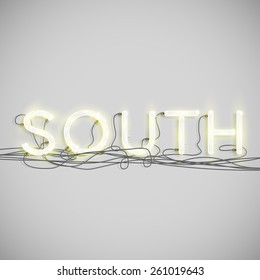 Realistic neon word with wires, vector