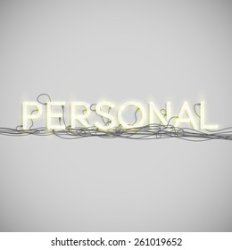 Realistic neon word with wires, vector