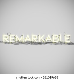 Realistic neon word with wires, vector