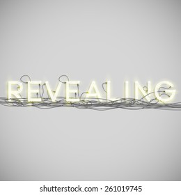 Realistic neon word with wires, vector