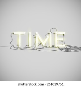 Realistic neon word with wires, vector