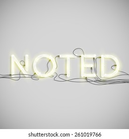 Realistic neon word with wires, vector
