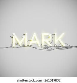 Realistic neon word with wires, vector