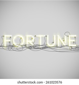 Realistic neon word with wires, vector