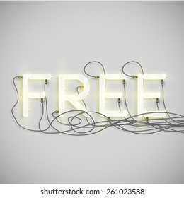 Realistic neon word with wires, vector