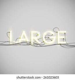 Realistic neon word with wires, vector