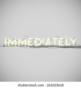 Realistic neon word with wires, vector