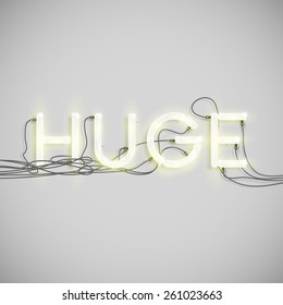 Realistic neon word with wires, vector