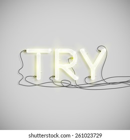 Realistic neon word with wires, vector