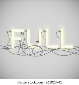 Realistic neon word with wires, vector