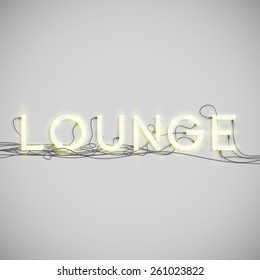 Realistic neon word with wires, vector