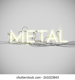 Realistic neon word with wires, vector
