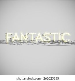Realistic neon word with wires, vector