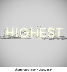 Realistic neon word with wires, vector