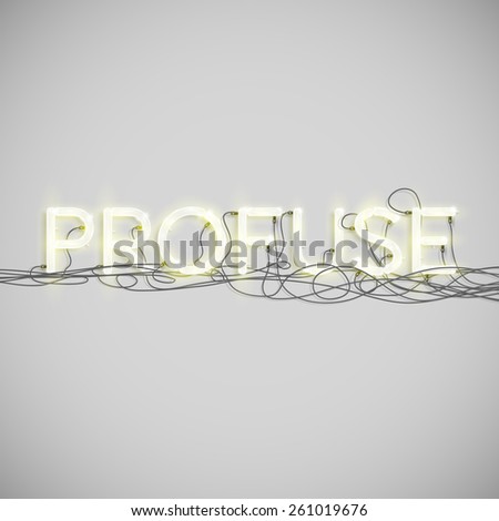 Realistic neon word with wires, vector
