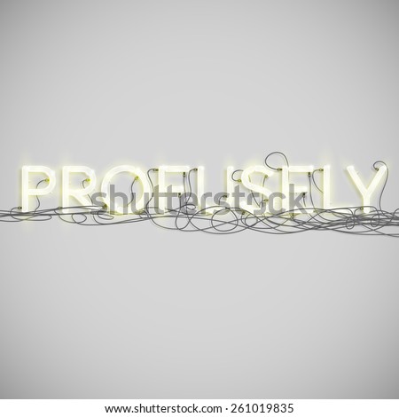 Realistic neon word with wires, vector
