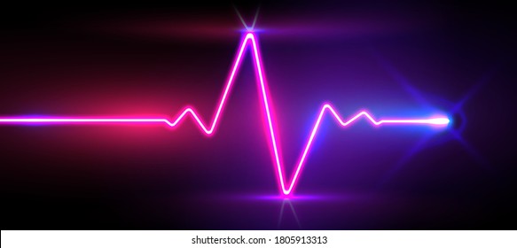 Realistic neon/laser heartrate sign with glows, vector illustration