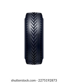 Realistic new car wheel with black tyre profile view vector illustration