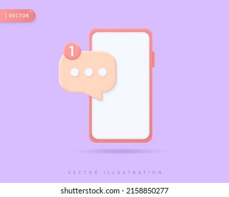 Nuevas ilustraciones de diseño de iconos 3d de mensajes realistas. Móvil, notificación, correo electrónico, retroalimentación, mensaje, bandeja de entrada, concepto de diseño de vector de charla