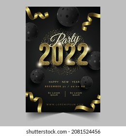 realistic new year 2022 party poster template vector design illustration