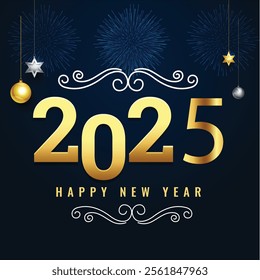 Realistic new year 2025 illustration 